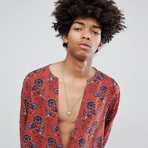ASOS V Neck Paisley Shirt Size Small